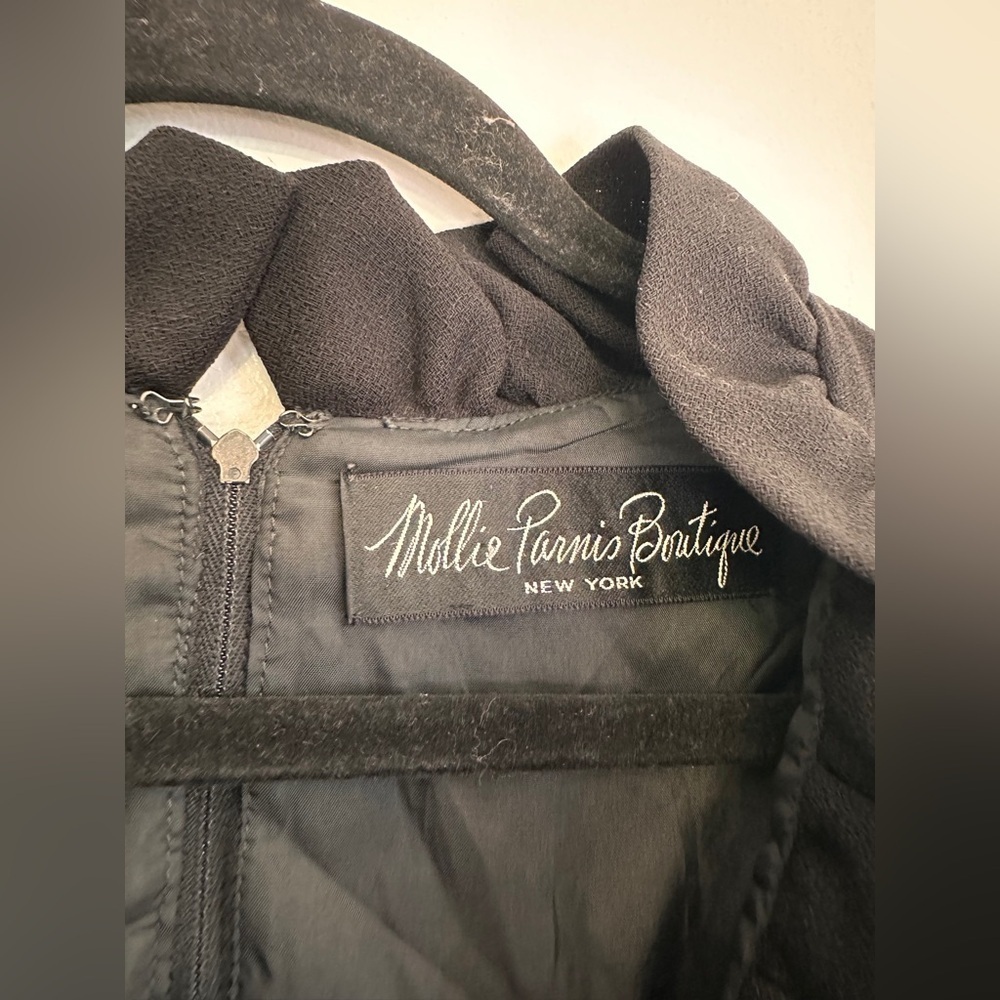 Vintage Millie Parnis Wool Blend Ruffle Bow Long Sleeve Dress size 10 Black - Picture 3 of 5